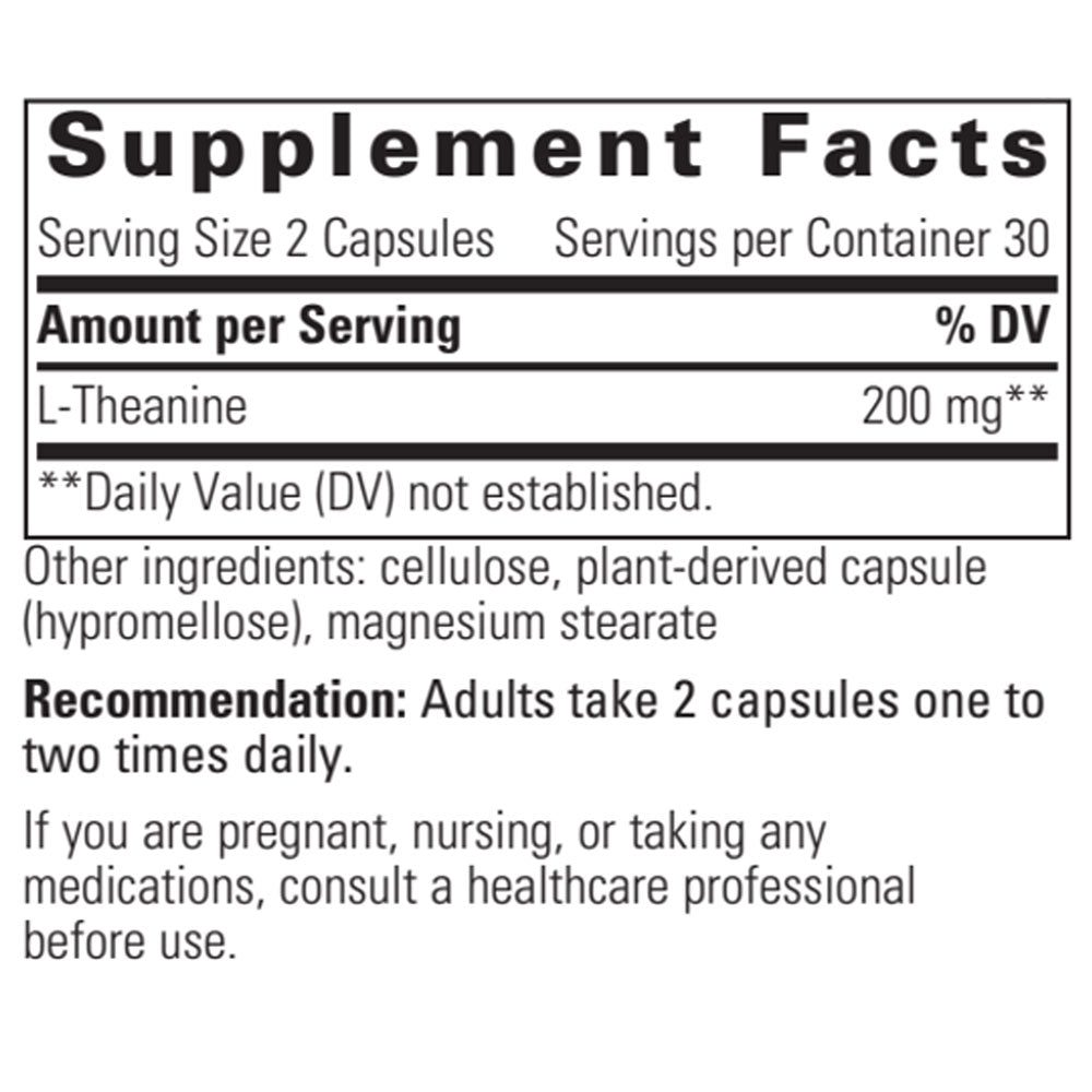 Integrative Therapeutics L-theanine supplement facts