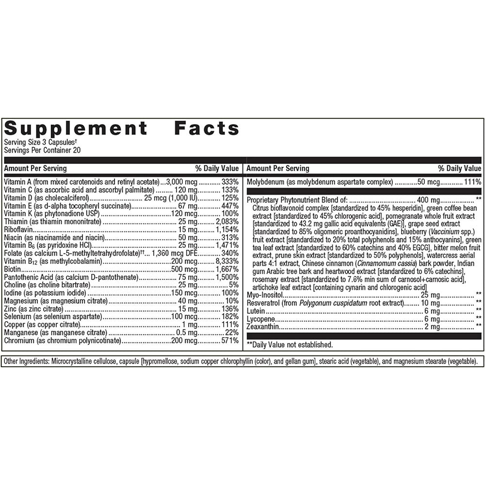 Metegenics PhytoMulti Capsules supplement facts