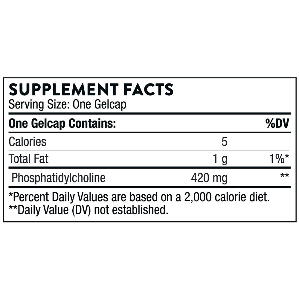 Thorne Phosphatidyl Choline supplement facts