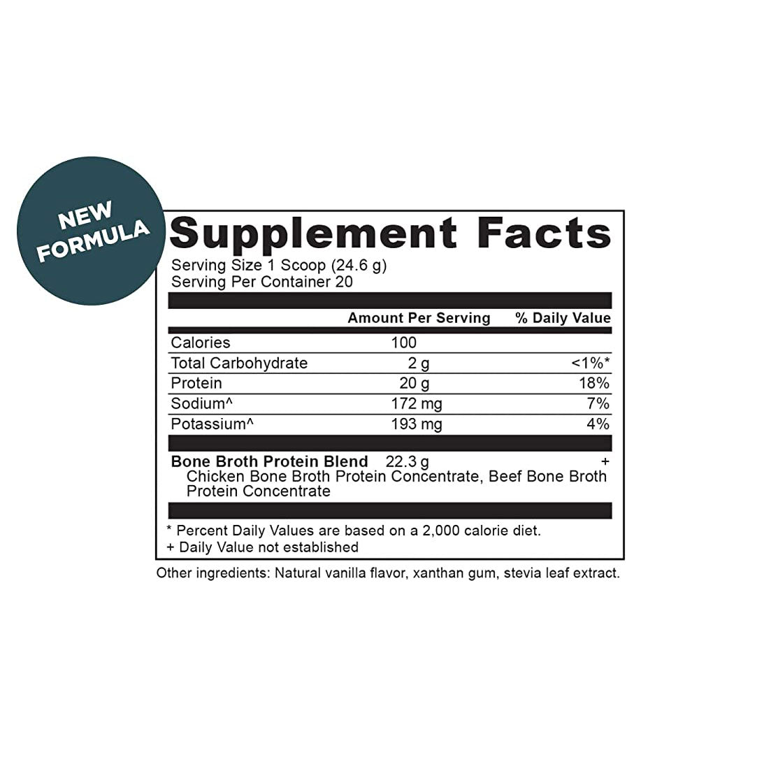 Ancient Nutrition Bone Broth Protein (Vanilla) supplement facts