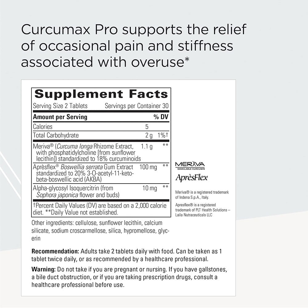 Integrative Therapeutics Curcumax Pro supplement facts