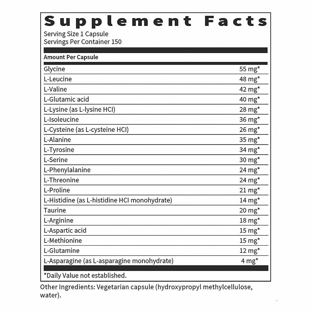 Klaire Labs Amino Acid Complete supplement facts