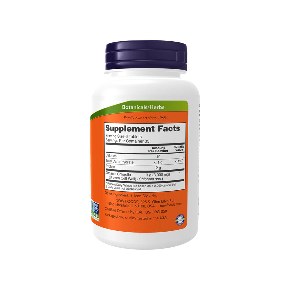 NOW Organic Chlorella 200 tablets supplement facts