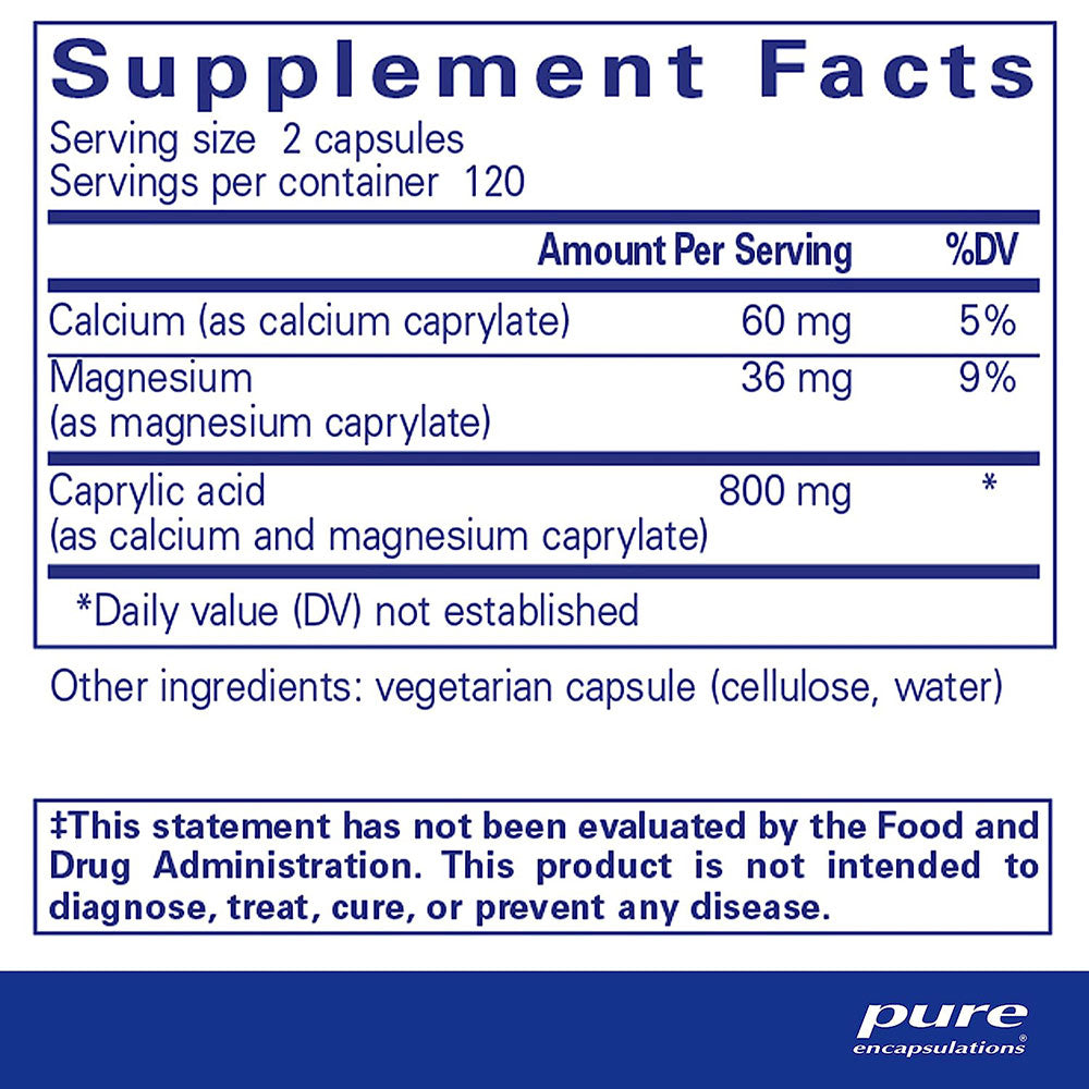 Pure Encapsulations Caprylic Acid supplement facts