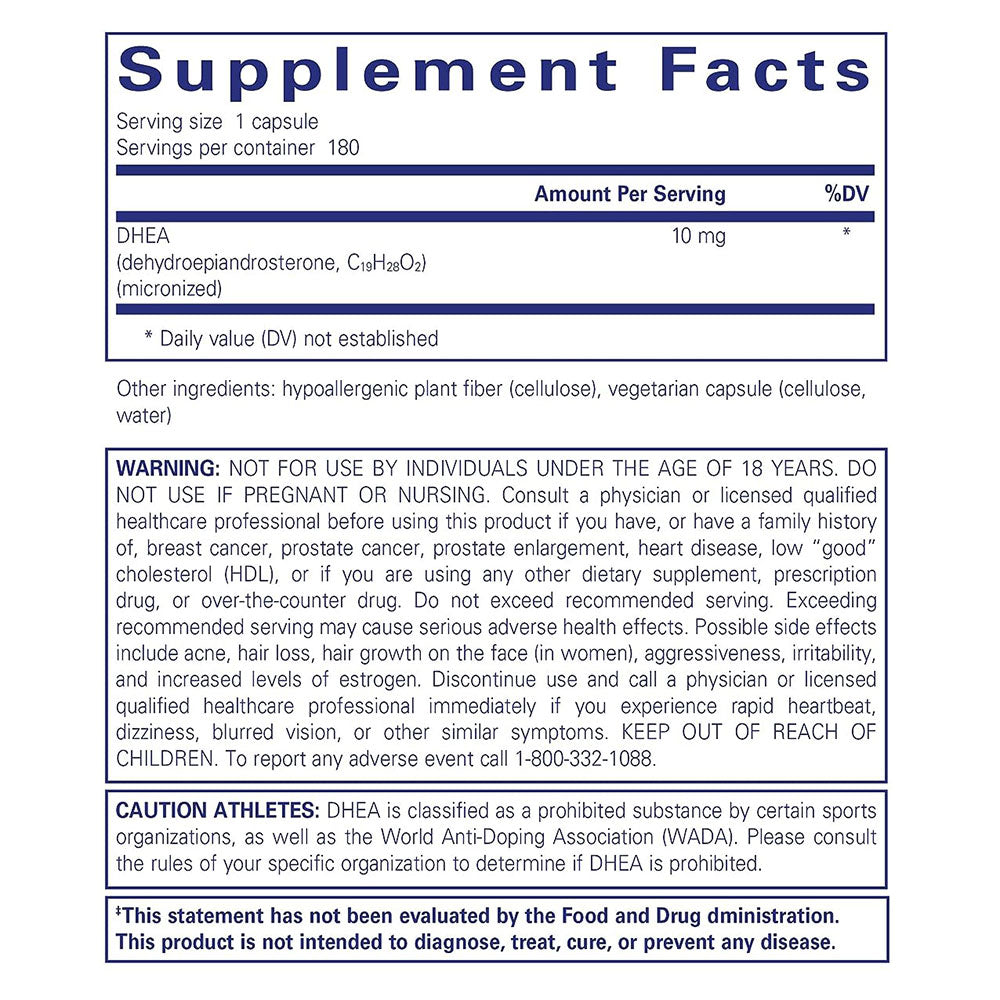 Pure Encapsulations DHEA 10 mg supplement facts