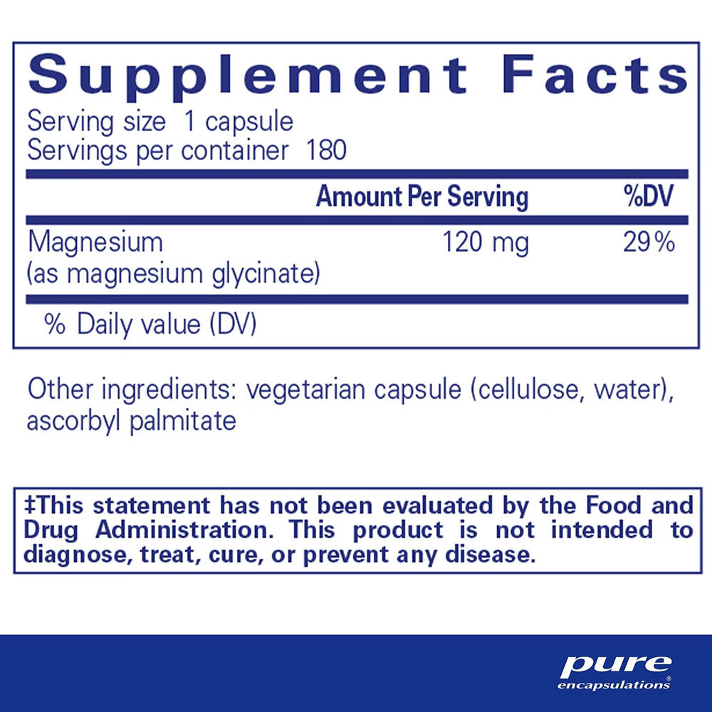 Pure Encapsulations Magnesium (glycinate) supplement facts