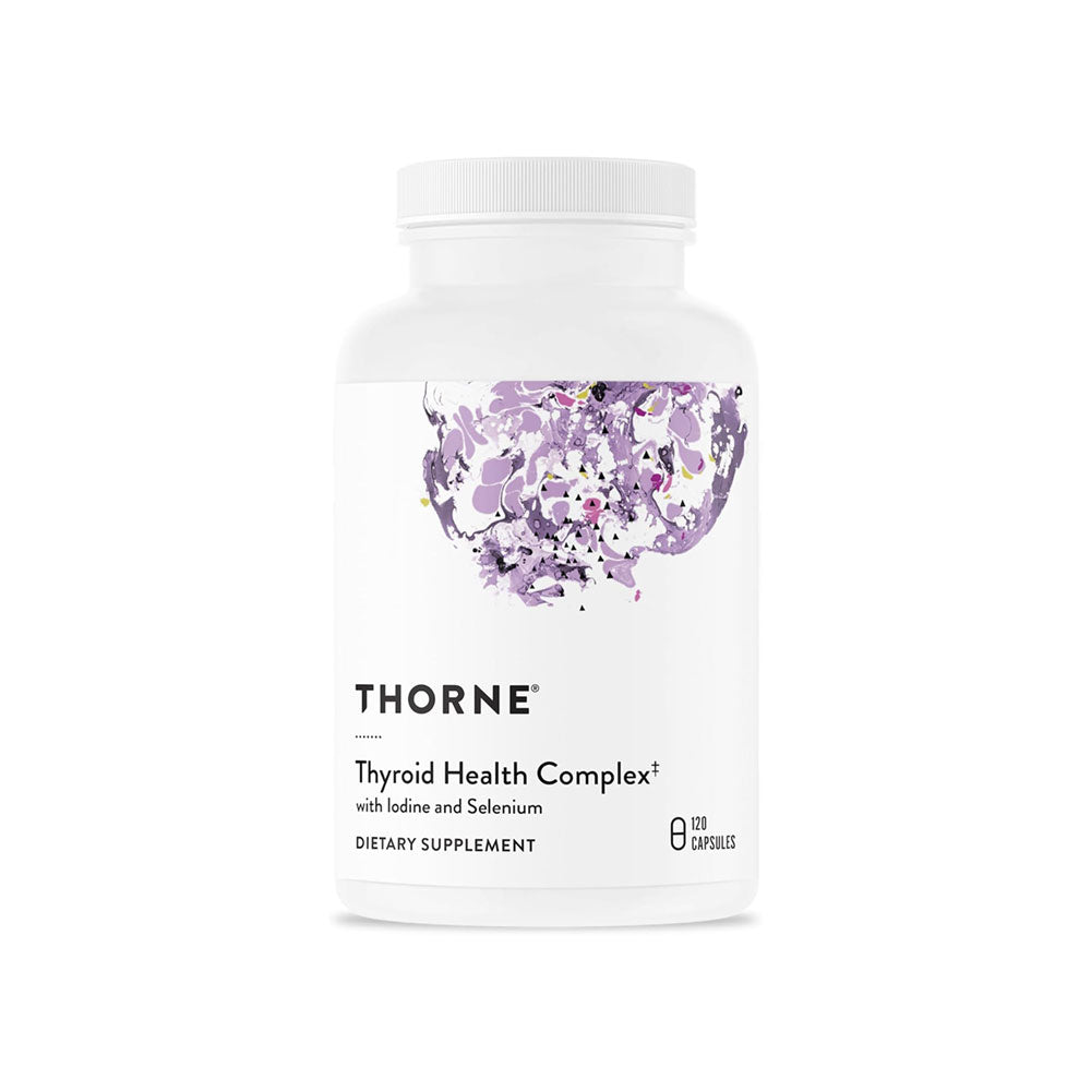 Thorne Thyroid Health Complex dietary supplement bottle on a white background
