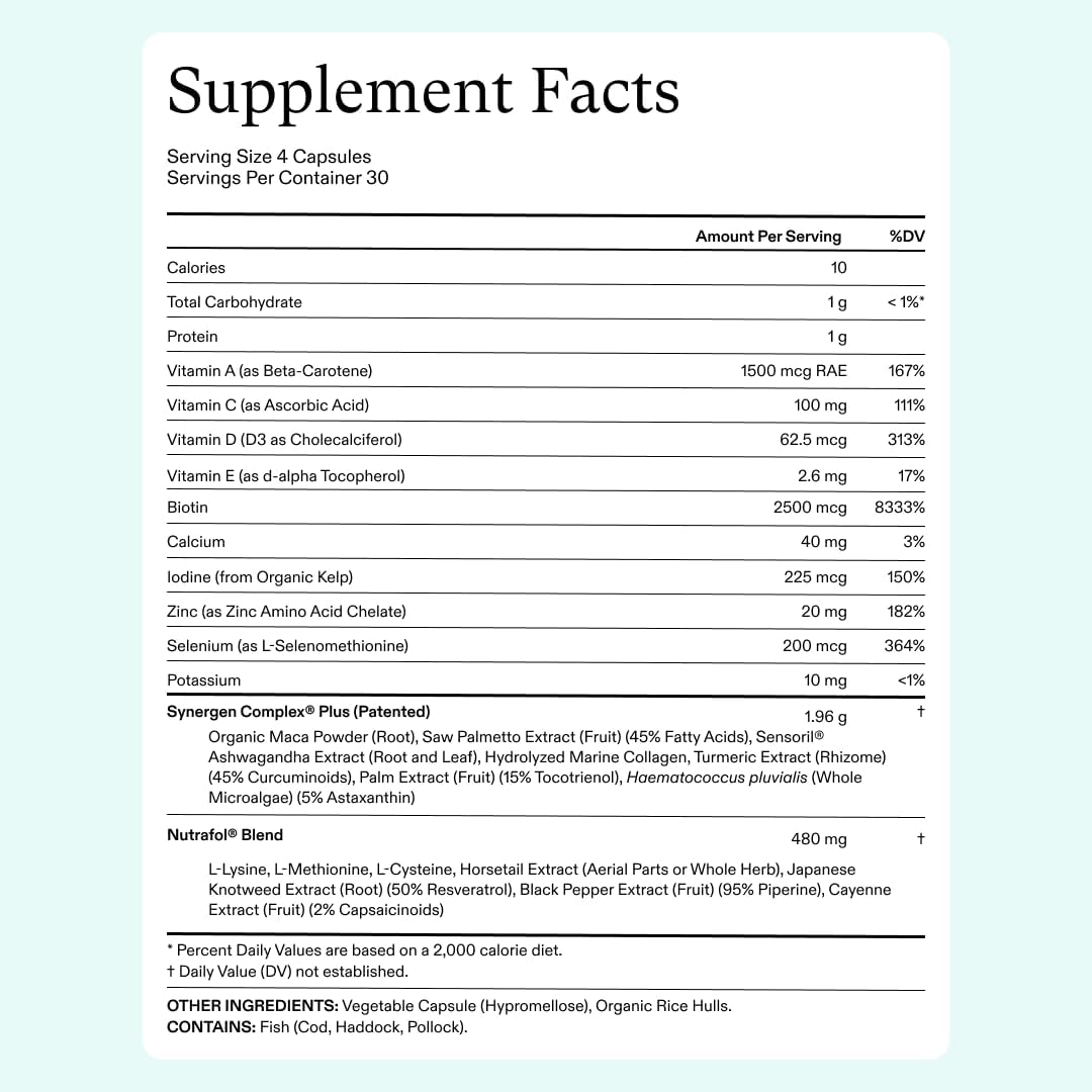 Nutrafol Women's Balance Hair Growth supplement facts